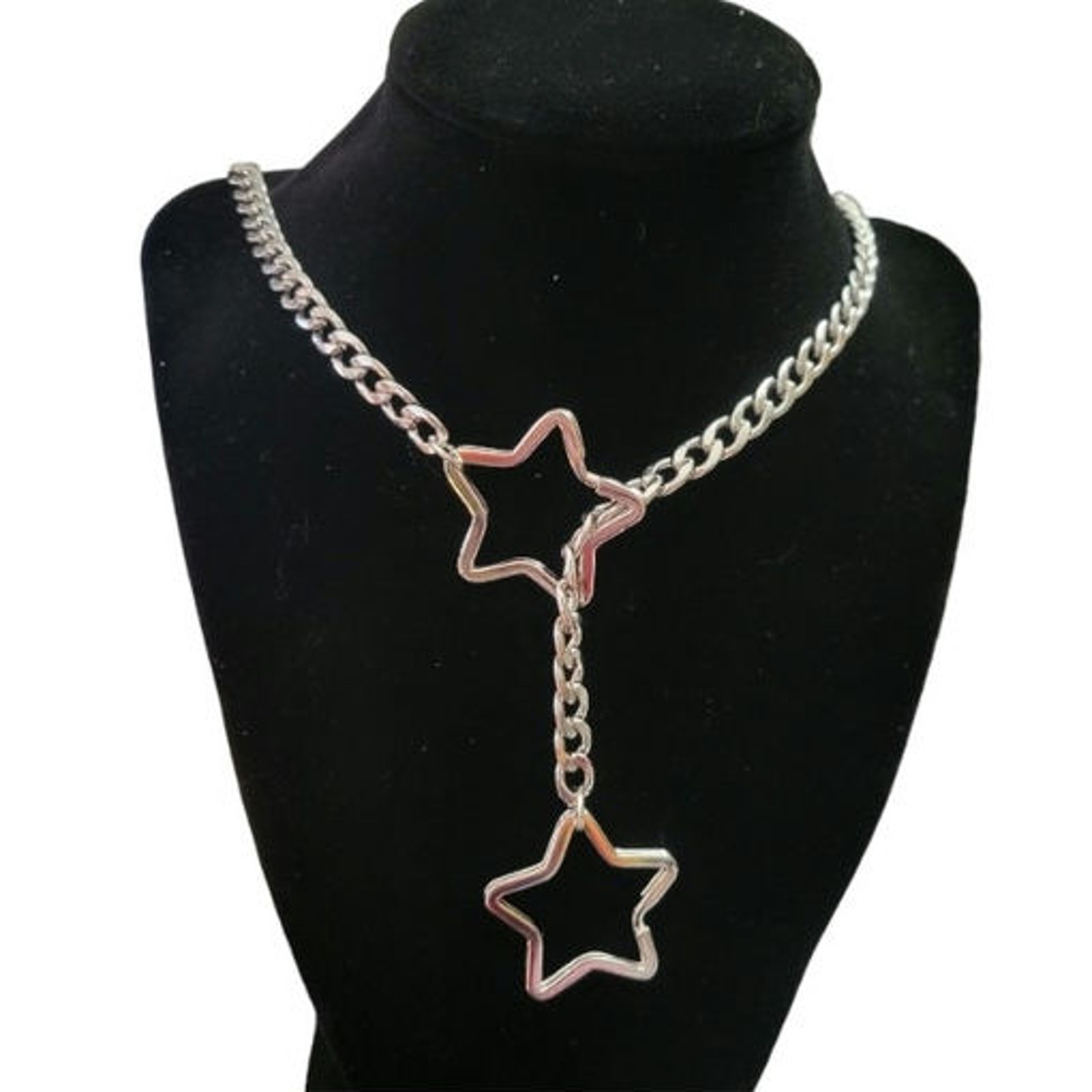 Star Ring Choke Chain Lariat Slip Chain Necklace